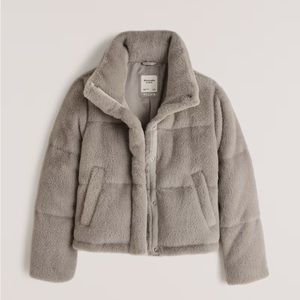 Abercrombie & Fitch Faux Fur Mini Puffer Jacket